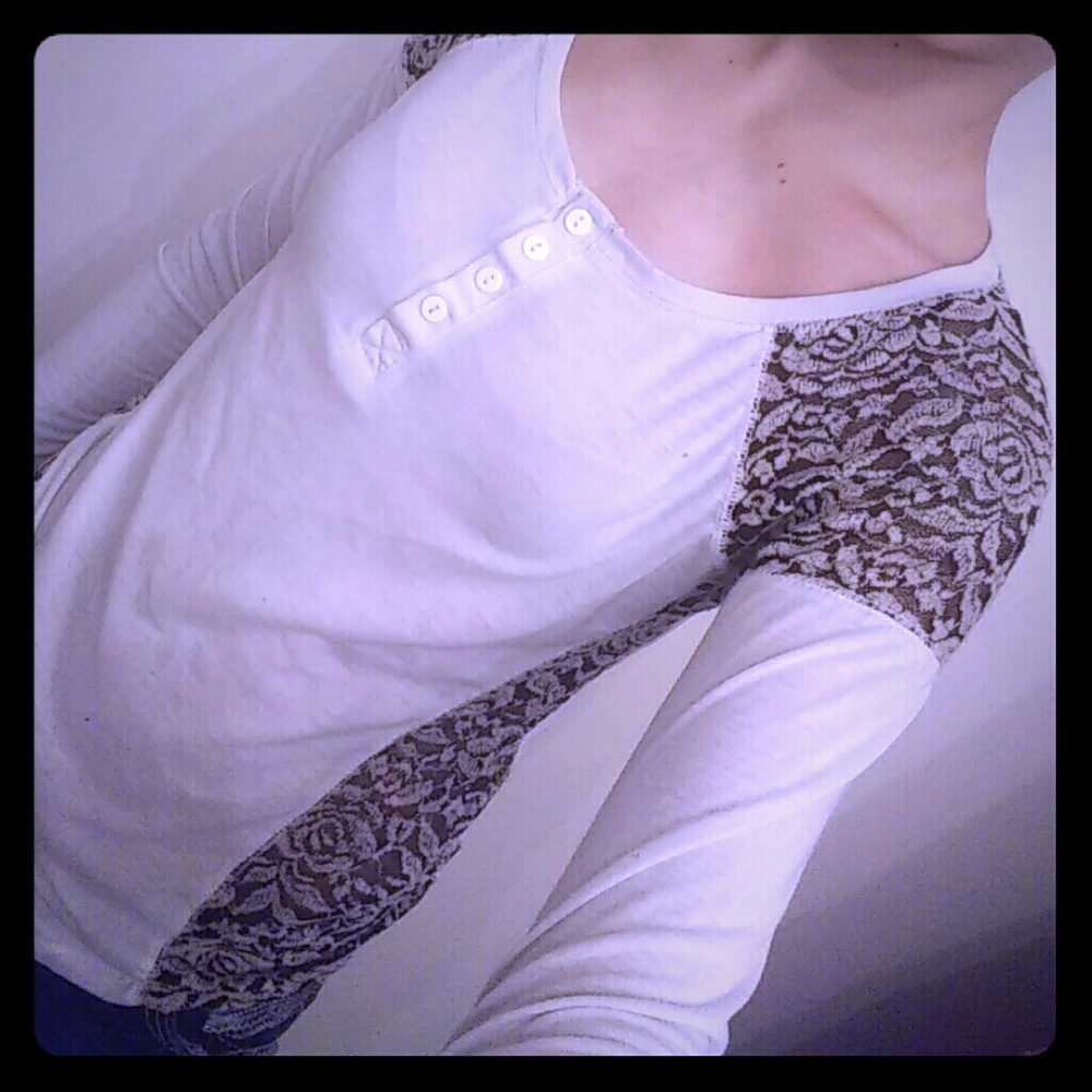 White shirt with black lace